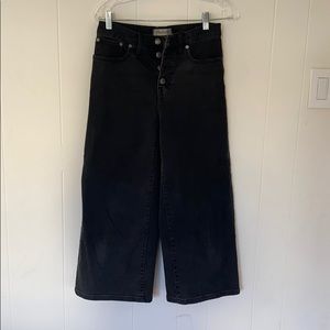 Madewell wide leg crop black denim jeans sz 26